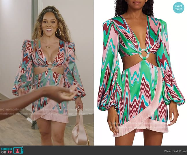 PatBO Wave Fringe-Trim Minidress worn by Ashley Darby on The Real Housewives of Potomac