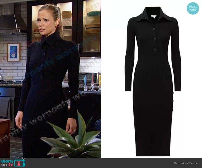 Reiss Maddison Button Collar Ribbed Dress worn by Ava Vitali (Tamara Braun ) on Days of our Lives