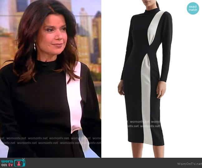 Reiss Millie Colorblock Long Sleeve Midi Dress worn by Ana Navarro on The View