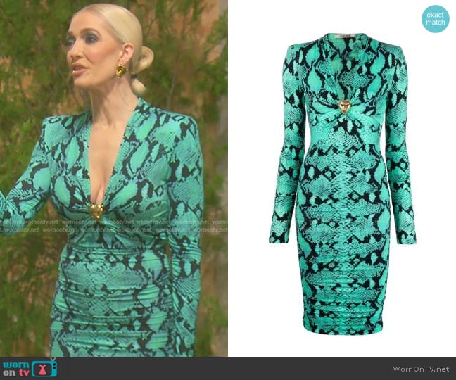 Roberto Cavalli Snakeskin-print Midi Dress worn by Erika Jayne on The Real Housewives of Beverly Hills