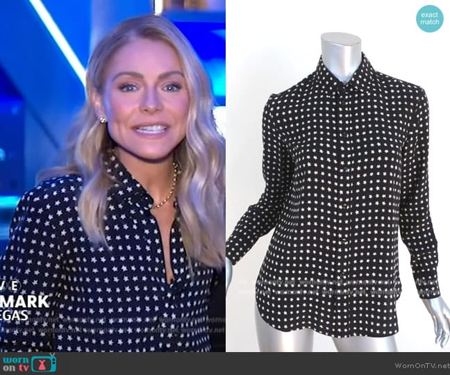 Saint Laurent Star Print Blouse worn by Kelly Ripa on Live with Kelly and Mark