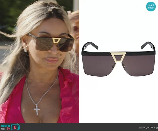 Saint Laurent Palace 99MM Shield Sunglasses worn by Karen Huger on The Real Housewives of Potomac