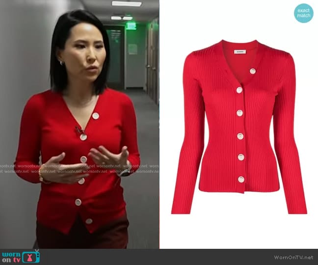 Sandro Gabrielle Ribbed Knit Cardigan worn by Vicky Nguyen on Today