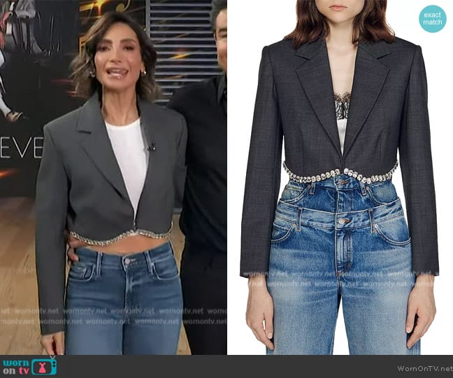 Sandro Sue Wool Blend Cropped Blazer worn by Courtney Lopez on E! News