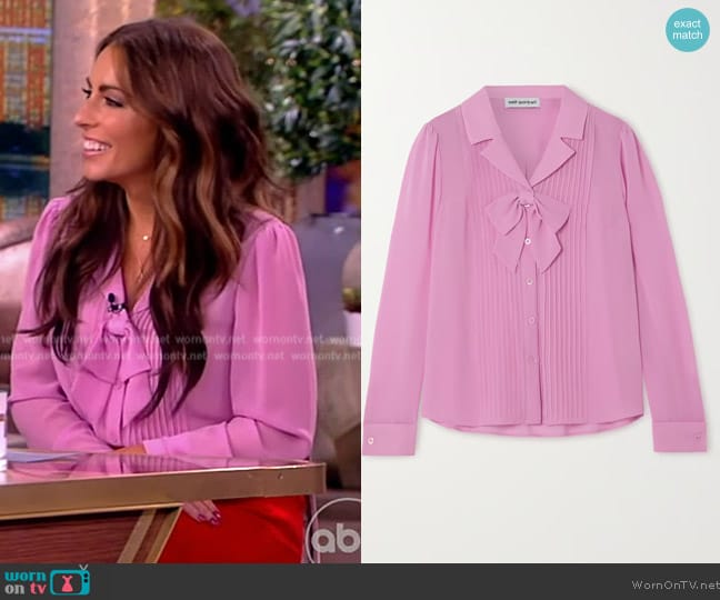WornOnTV: Alyssa’s pink tie neck blouse on The View | Alyssa Farah ...