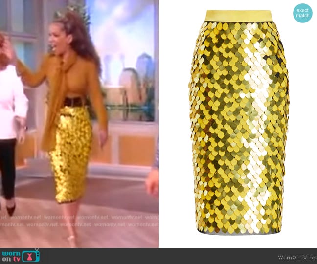 Sergio Hudson Paillette Midi Skirt worn by Sunny Hostin on The View