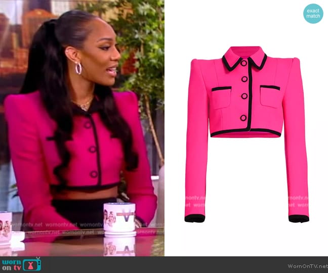 Sergio Hudson Cropped Frame Wool Jacket worn by A'ja Wilson on The View