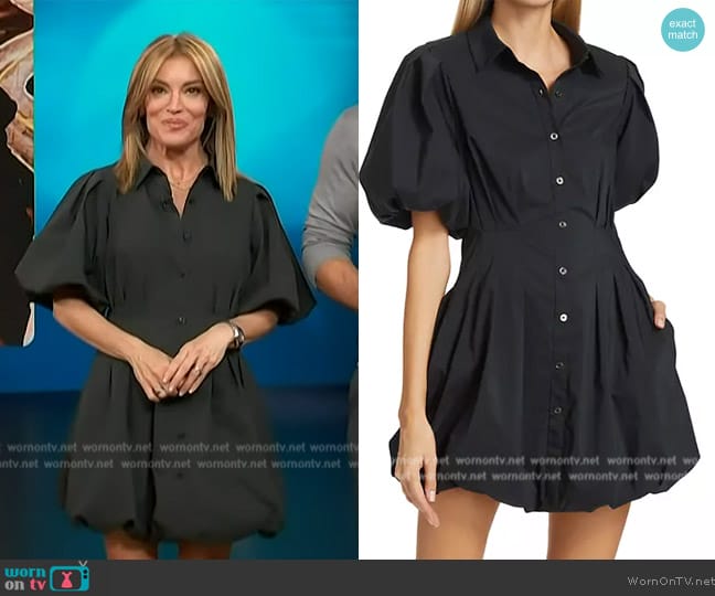 Simkhai Cleo Pleated Poplin Balloon Minidress worn by Kit Hoover on Access Hollywood