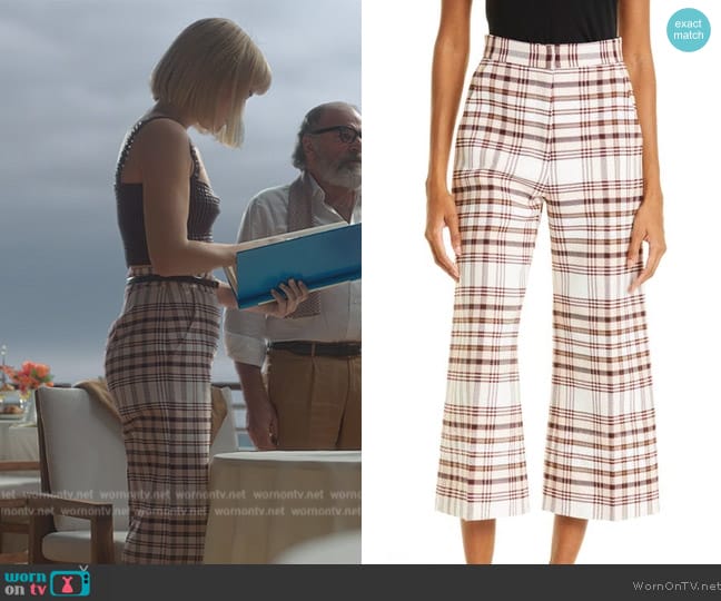 Smythe High Waist Cullottes in Blush Plaid worn by Imogene (Violett Beane) on Death and Other Details