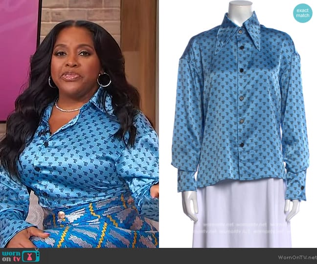 Theophilio Printed Long Sleeve Top worn by Sherri Shepherd on Sherri