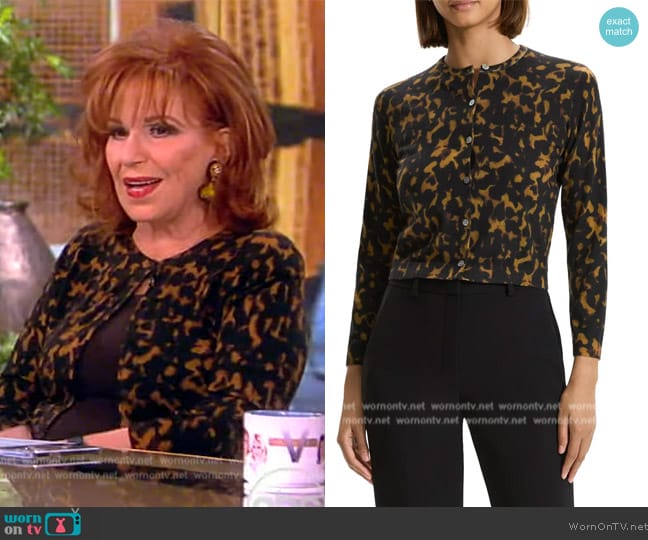 Theory Tortoise-Print Merino Wool Caridgan worn by Joy Behar on The View