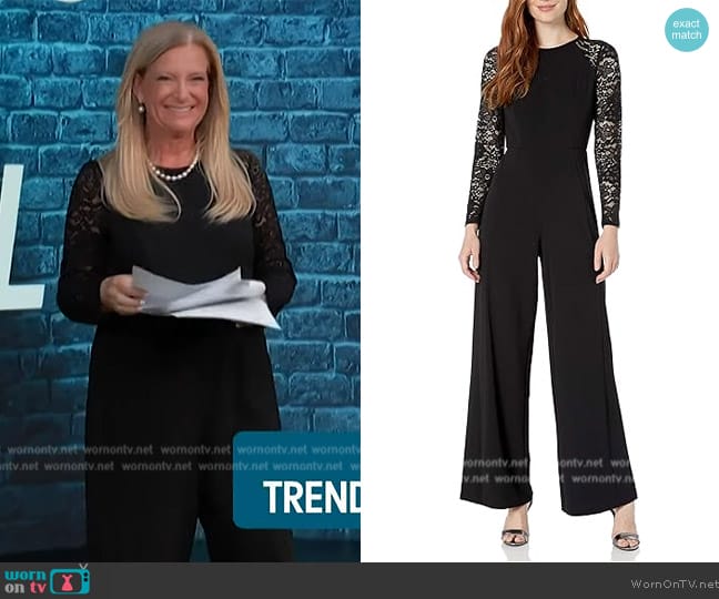 Tommy HIlfiger Lace Sleeve Jumpsuit worn by Alison Triessl on Access Hollywood