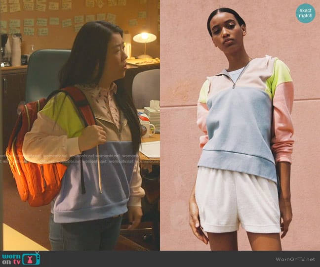 Urban Outfitters McKenzie Oversized Half-Zip Hoodie Sweatshirt worn by Alice Kwan (Sherry Cola) on Good Trouble