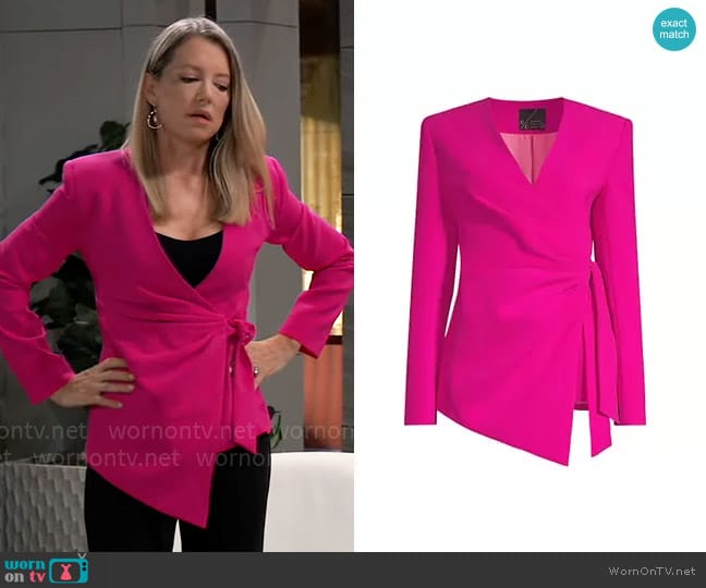 Undra Celeste Wrap Linen Blazer worn by Nina Reeves (Cynthia Watros) on General Hospital