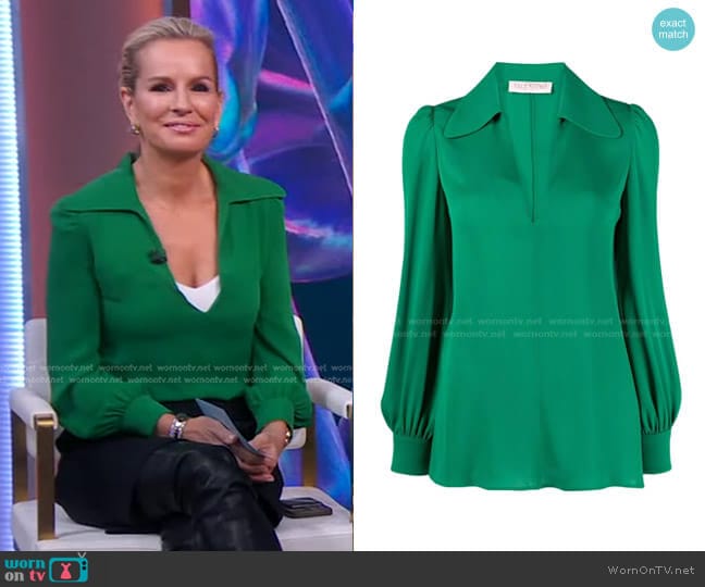 Valentino Spread-Collar Silk Top worn by Dr. Jennifer Ashton on Good Morning America