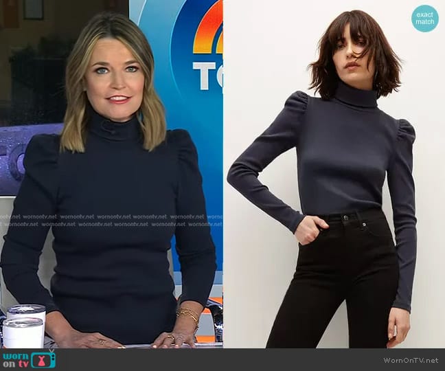 Veronica Beard Cedar Turtleneck Top worn by Savannah Guthrie on Today