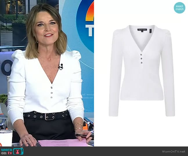 Veronica Beard Dekalb Top in White worn by Savannah Guthrie on Today