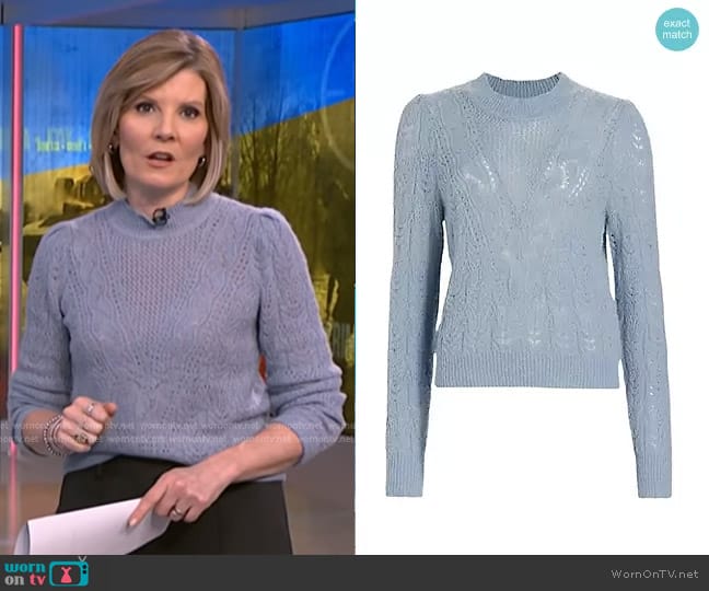 WornOnTV: Kate Snow’s blue pointelle knit sweater on NBC News Daily ...