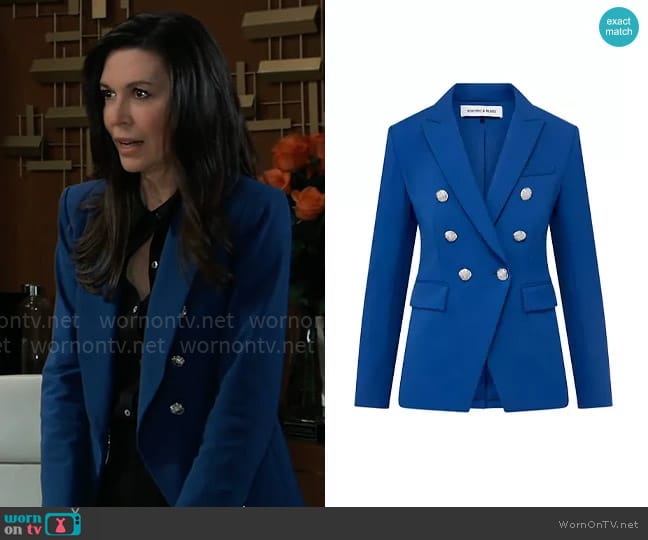 Veronica Beard Miller Dickey Jacket in Cerulean worn by Anna Devane (Finola Hughes) on General Hospital