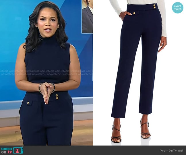 Veronica Beard Renzo Ankle Crop Pants in Navy worn by Laura Jarrett on Today