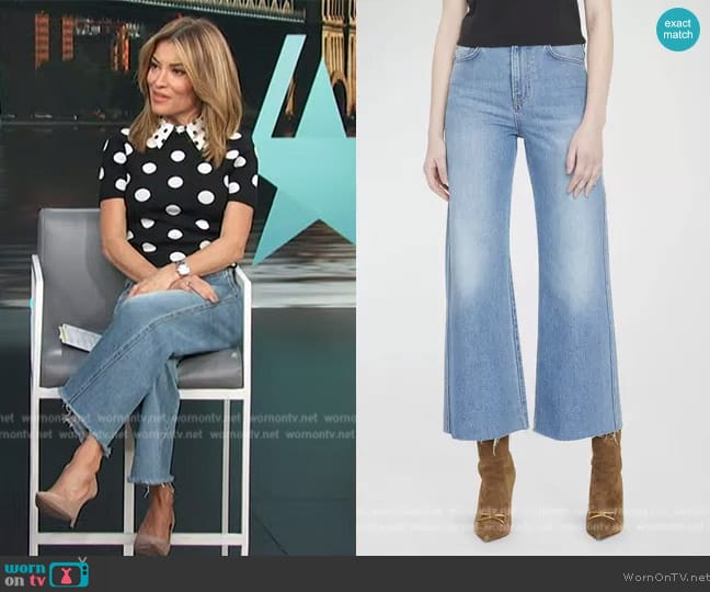 Veronica Beard Taylor Cropped High Rise Wide-Leg Jeans worn by Kit Hoover on Access Hollywood