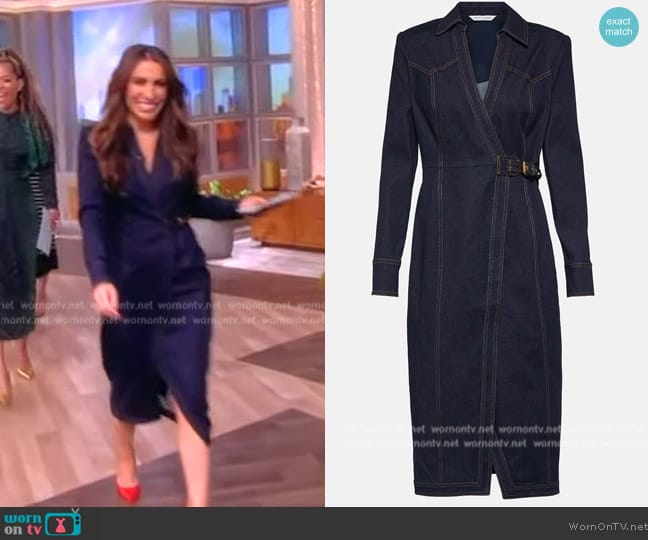 Veronica Beard Arlington denim wrap dress worn by Alyssa Farah Griffin on The View