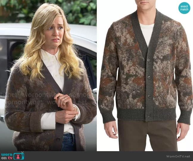 Vince Abstract Floral Cardigan in Oxnard Combo worn by Gemma (Beth Behrs) on The Neighborhood