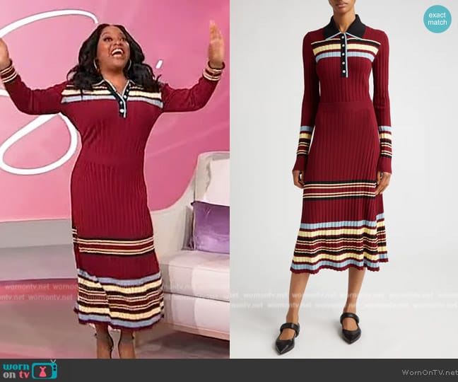 Wales Bonner Wander Long Sleeve Polo Sweater worn by Sherri Shepherd on Sherri