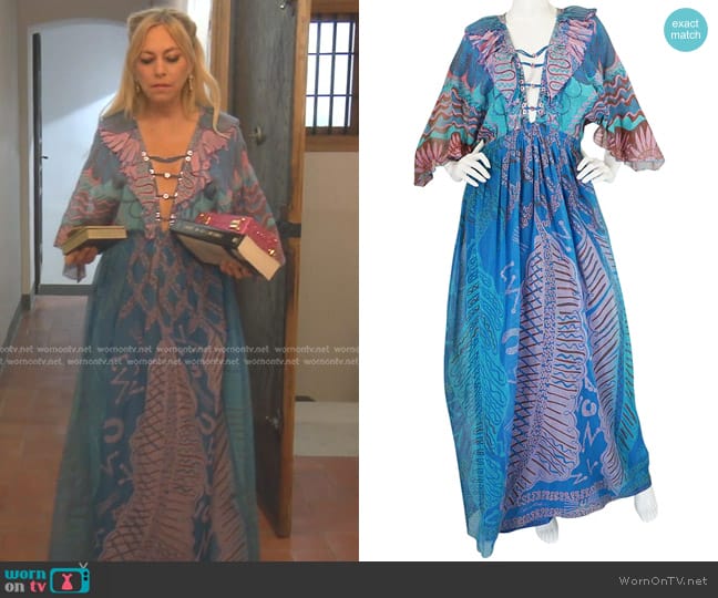 Zandra Rhodes Printed Gown Mexican Collection worn by Sutton Stracke on The Real Housewives of Beverly Hills