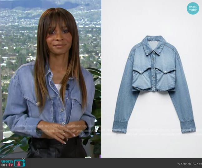 Zara Cropped Shirt worn by Zuri Hall on Access Hollywood