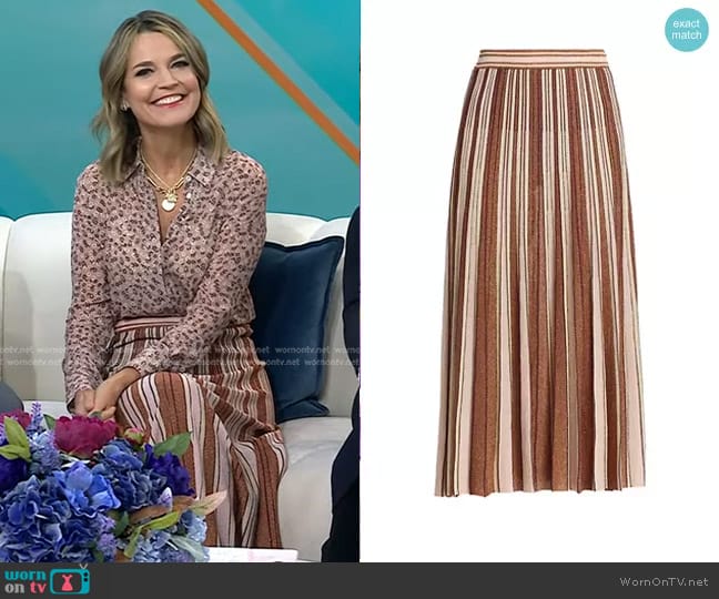 Zimmermann Luminosity Lurex Stripe Skirt worn by Savannah Guthrie on Today