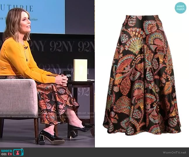 La DoubleJ dition 34 Milano Jacquard Midi-Skirt in Jacquard Sicomore worn by Savannah Guthrie on Today