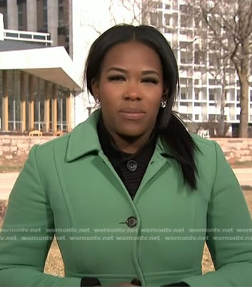 Adrienne Broaddus’s green coat on NBC News Daily