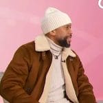 Affion Crockett’s brown leather shearling jacket on Sherri