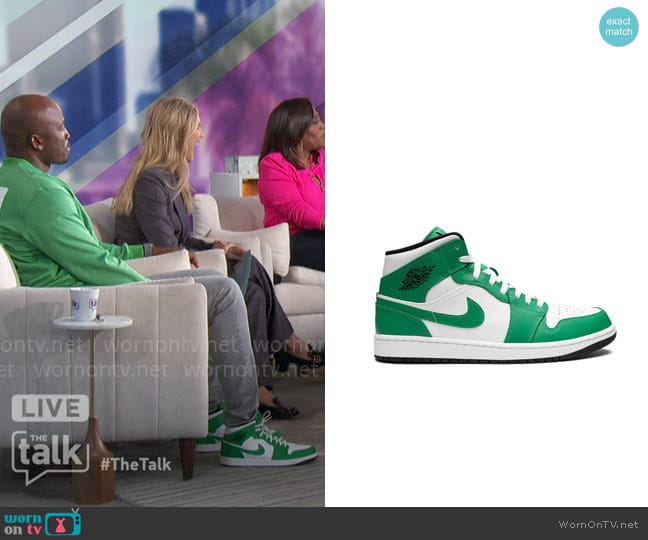 Nike Air Jordan 1 Mid in Lucky Green worn by Akbar Gbajabiamila on The Talk