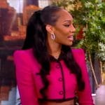 A’ja Wilson’s pink contrast cropped jacket on The View