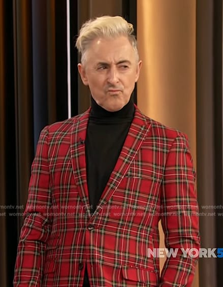 Alan Cumming's red plaid blazer on The Drew Barrymore Show