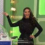 Alexis’ black sequin mini dress with open back on The Price is Right