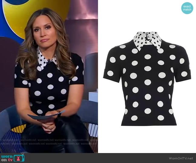 Alice + Olivia Aster Collared T-Shirt worn by Rhiannon Ally on Good Morning America