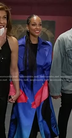 Alicia Keys’s blue and pink trench coat on Today