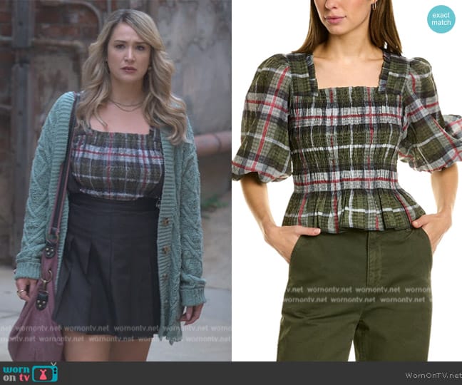 All Saints Lia Check Top worn by Davia (Emma Hunton) on Good Trouble