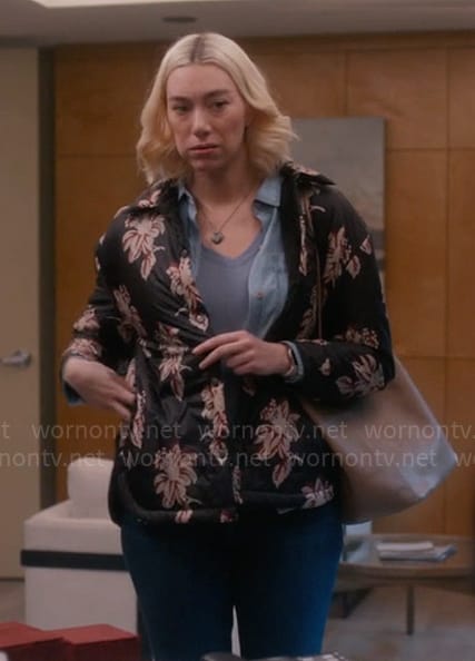 Allison’s hibiscus print jacket on So Help Me Todd