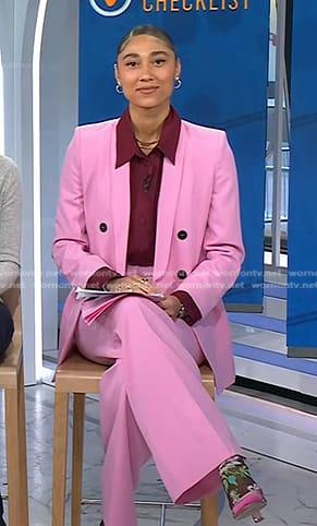 Ally's pink double breasted blazer and pants on Today