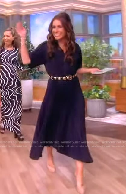 Alyssa's navy shirtdress on The View