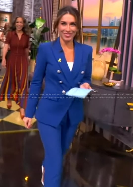 Alyssa's blue double breasted blazer on The View