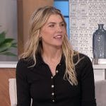 Amanda’s black polo sweater with gold buttons on The Talk