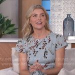 Amanda’s light blue leaf print midi dress on The Talk