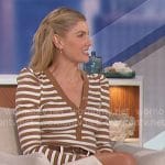 Amanda’s brown striped top and white denim skirt on The Talk