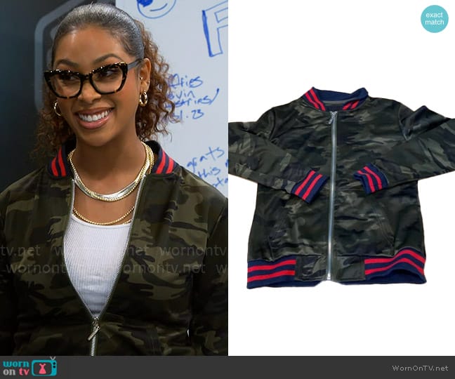 American Stitch Camo Jacket worn by Courtney (Skye Townsend) on The Neighborhood