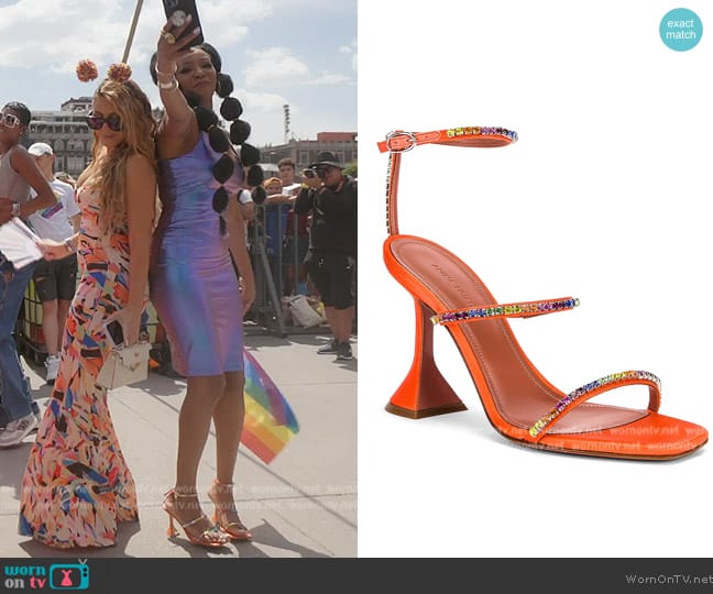 Amina Muaddi Shoes: Gilda Rainbow Sandal worn by Guerdy Abraira (Guerdy Abraira) on The Real Housewives of Miami